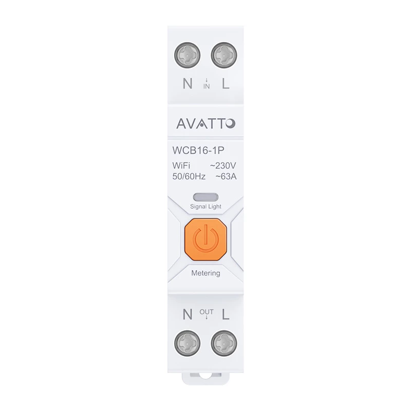 AVATTO WCB16 Smart WiFi Leitungsschutzschalter 1P 16A 230V DIN-Schiene Energieüberwachung