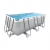 AVENLI Grauer Rechteckiger Rahmenpool 400x207x122 cm mit Filterpumpe, Leiter, Abdeckung