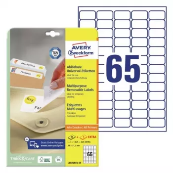 AVERY Zweckform ProNature Entfernbare Mehrzweck-Etiketten 38,1 x 21,2 mm Weiß - 1750 Etiketten (L6026REV-25)