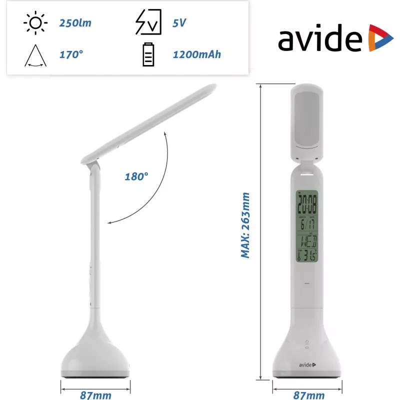 Avide LED Schreibtischlampe RGB Kalender Weiß 4W 250lm
