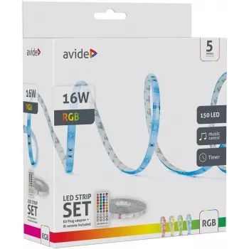 Avide LED Strip Blister 12V 16W RGB 5m mit IR-Fernbedienung
