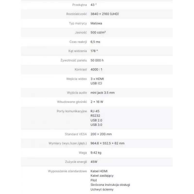 AVTEK DS2 43 4K UHD Informationsmonitor