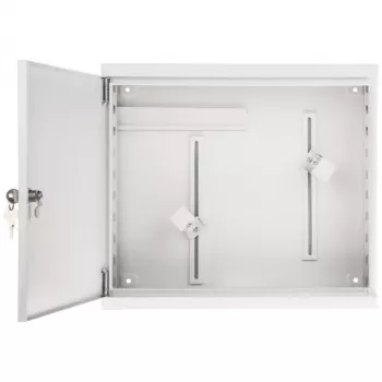 AWO-DVR-2 Stahl-Wandgehäuse für DVR/NVR, 430 x 380 x 115 mm, Grau (RAL 7035), Schlüsselschloss, IP20