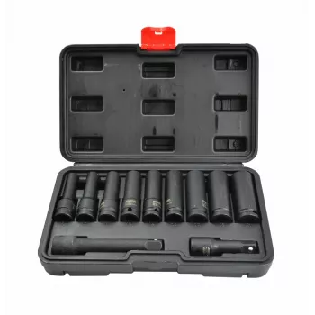 AWTOOLS 1/2 Zoll Steckschlüssel-Satz, tief, 11-teilig, 8-21 mm, Black Line
