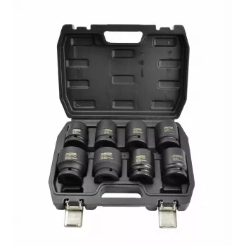 AWTOOLS Black Line 3/4 Zoll Schlagschrauber-Steckschlüsselsatz, 8-teilig, 24-38mm, kurz, Cr-Mo