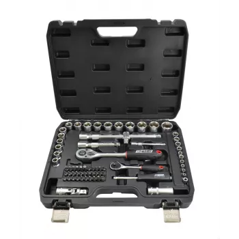 AWTOOLS 72-teiliger Steckschlüsselsatz 1/2 Zoll & 1/4 Zoll Antrieb BLACK LINE
