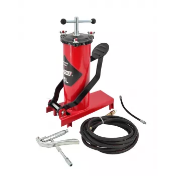 AWTOOLS AW15940 Fußluftpumpe - Einzylinder, 10 BAR, Analogmanometer, Stahlrahmen, Schwarz/Silber