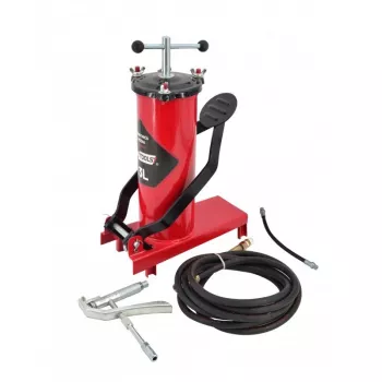 AWTOOLS AW15940 Fußluftpumpe - Einzylinder, 10 BAR, Analogmanometer, Stahlrahmen, Schwarz/Silber