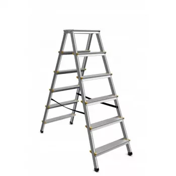 AWTOOLS AW23029 Aluminium-Klapptrittleiter, 6 Stufen, 150 kg Tragfähigkeit, EN 131, Silber