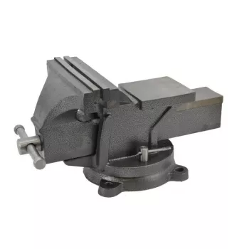 AWTOOLS AW24207 Schraubstock mit Drehfuß 100mm Gusseisen mit Amboss