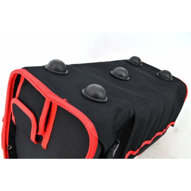 AWTOOLS AW30661 Werkzeugkoffer, 480 x 250 x 250 mm, Schlagfestes Polypropylen, Schwarz mit roten Akzenten, Metallverschlüsse, Vorhängeschloss-Öse, Klappbarer Griff, 2 Deckel-Organizer