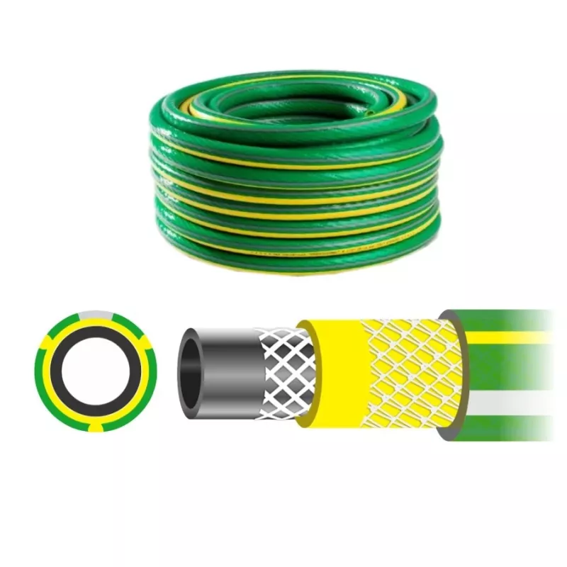 AWTOOLS AW70374 Gartenschlauch 50m 1/2 Zoll flexibel PVC 3-lagig mit Polyester-Kreuzgeflecht