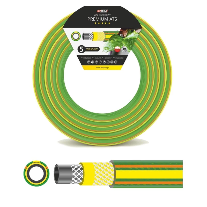 AWTOOLS AW70406 Gartenschlauch 1/2 inch x 50m 3-lagig PVC kreuzgeflochten Polyester Grün