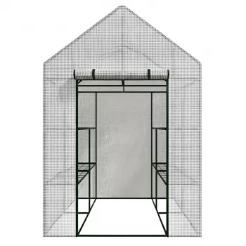 AWTOOLS Garten-Gewächshaus Weiß 143x143x195cm