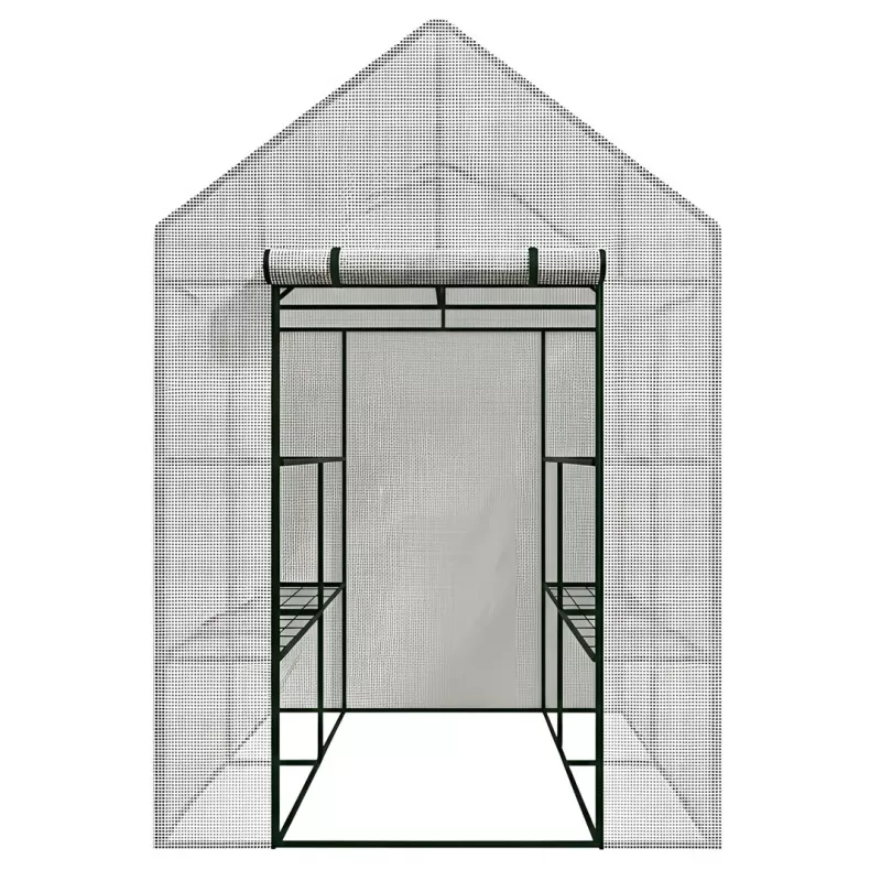 AWTOOLS Garten-Gewächshaus Weiß 143x143x195cm