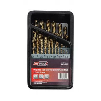 AWTOOLS HSS-Co Cobalt Spiralbohrer-Set 25-teilig 1-13 mm Metallbohren