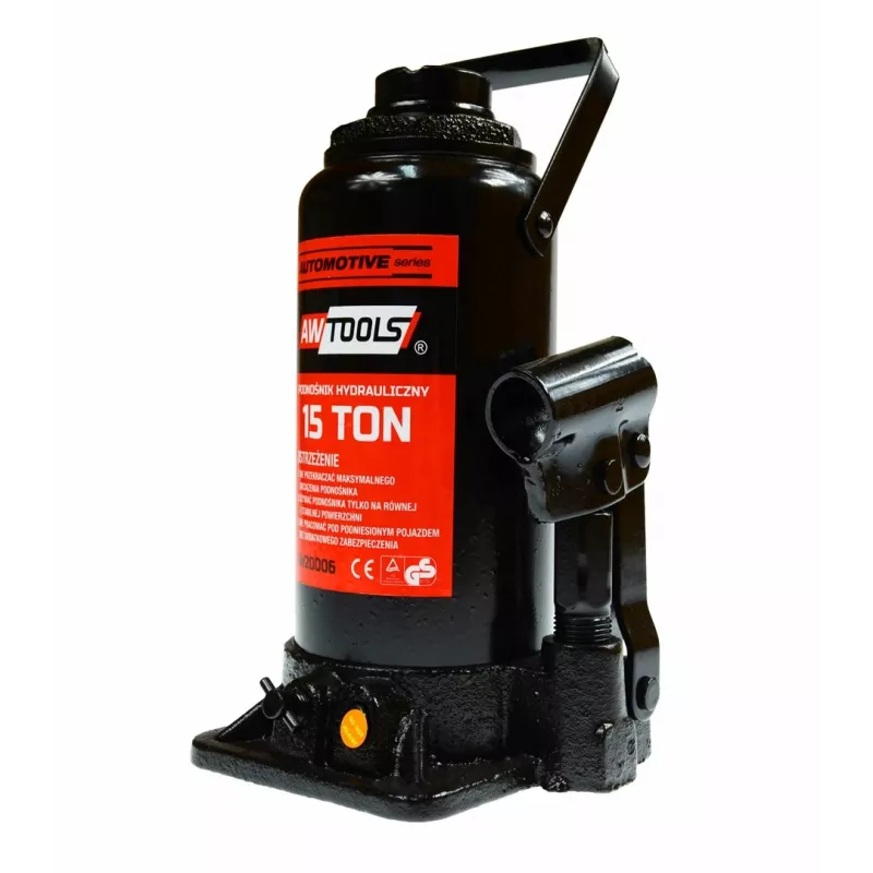 AWTOOLS Hydraulik-Flaschenheber 15 Tonnen, 227-432 mm Hubbereich, Hochbelastbarer Stahl, CE-zertifiziert