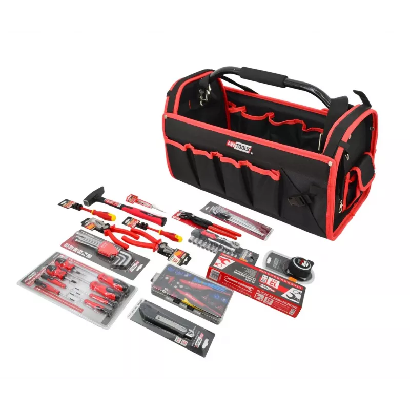 AWTOOLS MAXI Master Werkzeugsatz 120-teilig, allgemeiner Handwerkzeugsatz mit Werkzeugen aus Chrom-Vanadium-Stahl, Schlagfestkoffer