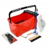 AWTOOLS Profi-Fliesenleger-Set mit Eimer – 5-teiliges Fliesenverlegeset (24-l-Eimer, Schwammglätter, Zahnkelle, Knieschoner, Handschuhe)