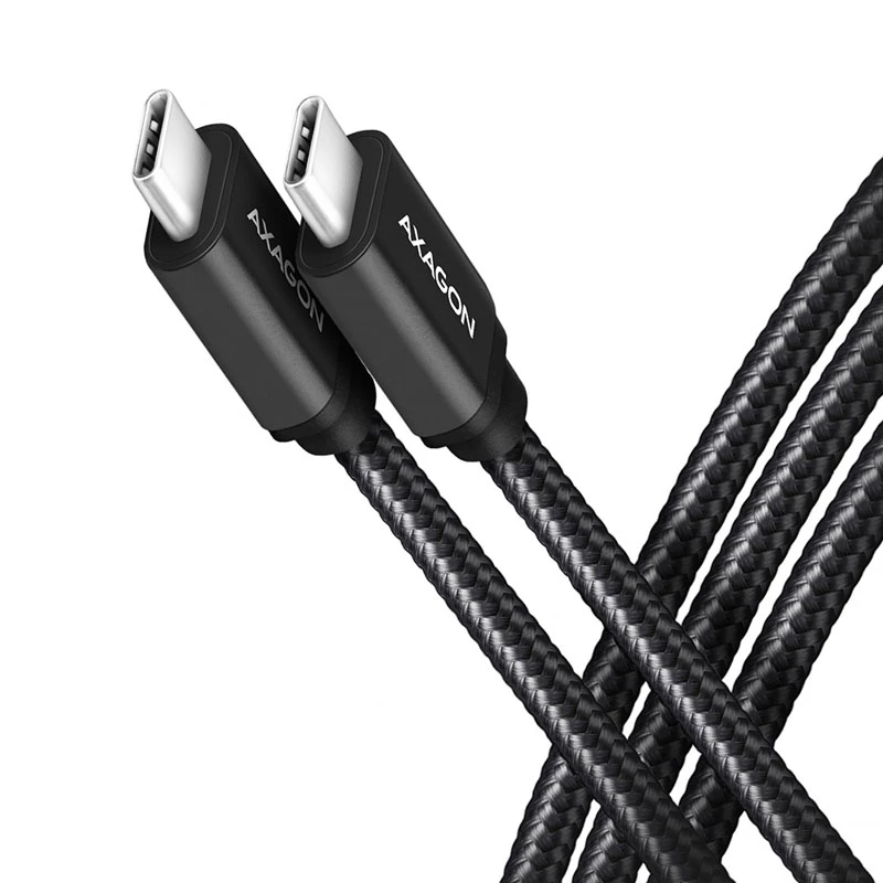 AXAGON BUCM-CM15AB USB-C auf USB-C 2.0 Kabel, 1,5m, PD 60W, 3A, geflochten - Schwarz