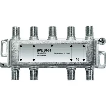 AXING BVE 8-02 8-fach F-Typ Verteiler 5-2400 MHz, 75 Ohm, Druckguss-Zinkgehäuse