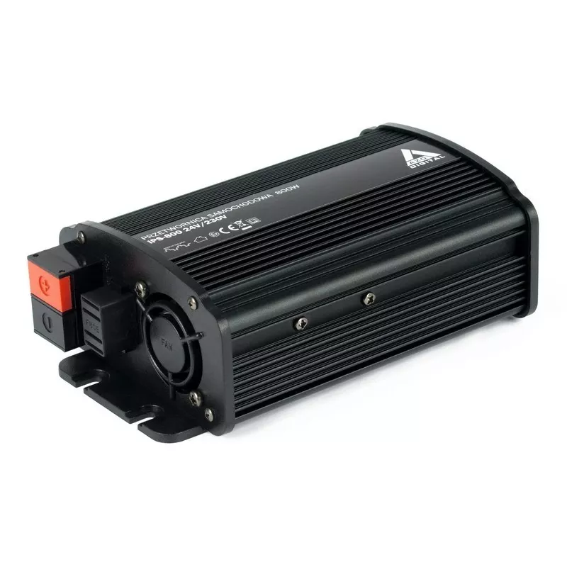 AZO Digital IPS-800U 800W 24V DC auf 230V AC Wechselrichter mit modifizierter Sinuswelle, USB, Schuko-Steckdose, Batterieklemmen