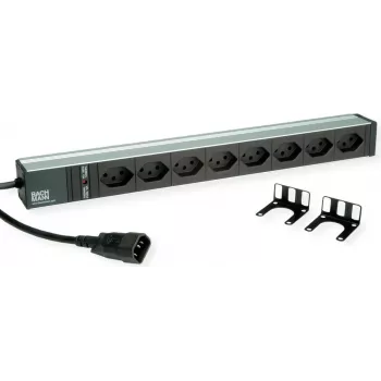Bachmann 19 Zoll 1U 8-fach C13 90° gewinkelte PDU mit C14-Eingang, 2m Kabel (800.4023)