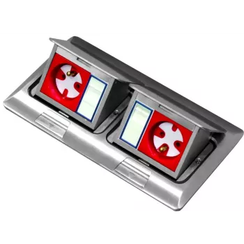 BACHMANN Mini Floor Box 2x3M – Doppelte Tisch- und Bodenbox für 45x45-mm-Module, Klappdeckel, Grau