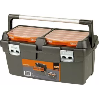 Bahco 4750PTB60 Werkzeugkasten / Sortimentskasten, 600 x 270 x 270 mm, Polypropylen, Schwarz/Orange, herausnehmbare Ablage, abschließbar