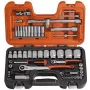 BAHCO S560 56-teiliger Steckschlüssel- und Bit-Satz mit 1/4 Zoll & 1/2 Zoll Antrieb, Ratschen, Verlängerungen und Koffer