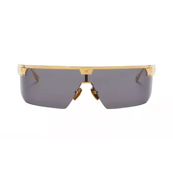 BALMAIN Unisex Sonnenbrille BPS-147A-142 Schwarzer Acetatrahmen eckig graue Nylongläser 43/27/147 mm