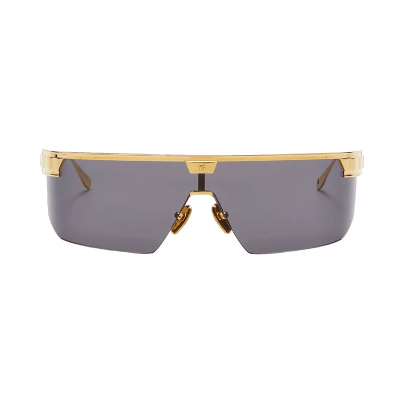BALMAIN Unisex Sonnenbrille BPS-147A-142 Schwarzer Acetatrahmen eckig graue Nylongläser 43/27/147 mm