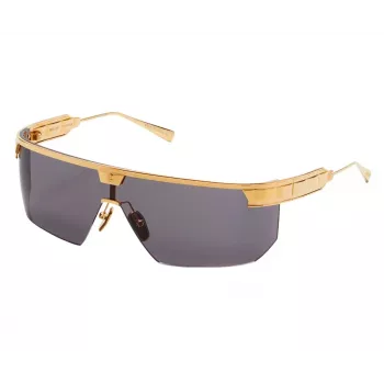 BALMAIN Unisex Sonnenbrille BPS-147A-142 Schwarzer Acetatrahmen eckig graue Nylongläser 43/27/147 mm