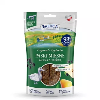 BALTICA Przysmaki Regionów Fleischstreifen Ente mit Birne – Hundeleckerli – 90 g