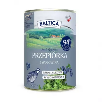 BALTICA Smaki Regionów Wachtel mit Rind Nassfutter für Hunde 400g