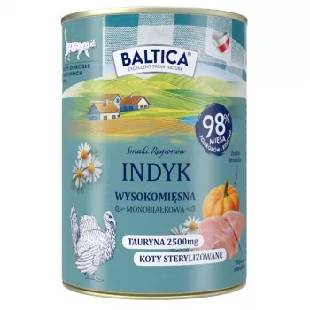 BALTICA Smaki regionów Turkey Mono - Nassfutter für Katzen - 400g