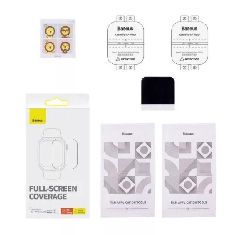 Baseus 41mm NanoCrystal Schutzfolie für Apple Watch 7/8/9, 2er-Pack, klar