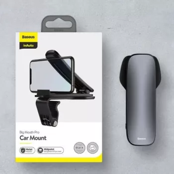 Baseus Big Mouth Pro Handyhalterung - Armaturenbrett- & Windschutzscheibenhalterung, 360° Drehung, ausziehbarer Arm, Schwarz