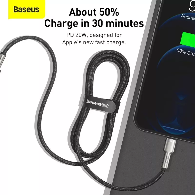 Baseus Cafule Series Metal USB-C auf Lightning Kabel PD 20W 1m Schwarz