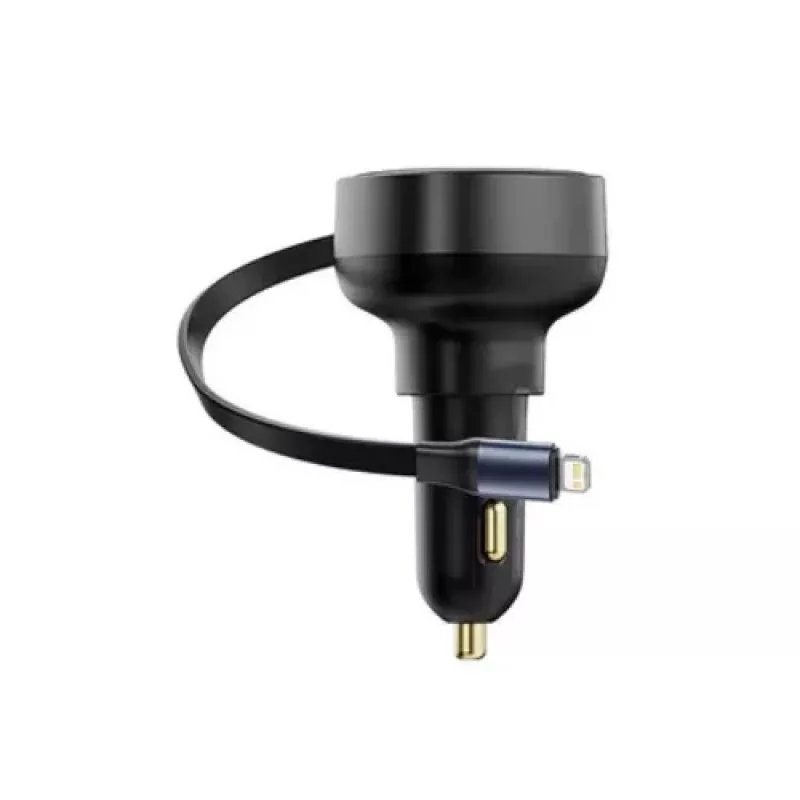 Baseus Car Charger Enjoyment Pro Fast Charger Type-C Female, Lightning Male (0,75 m) Eingebautes einziehbares Kabel, 55W Schwarz EU