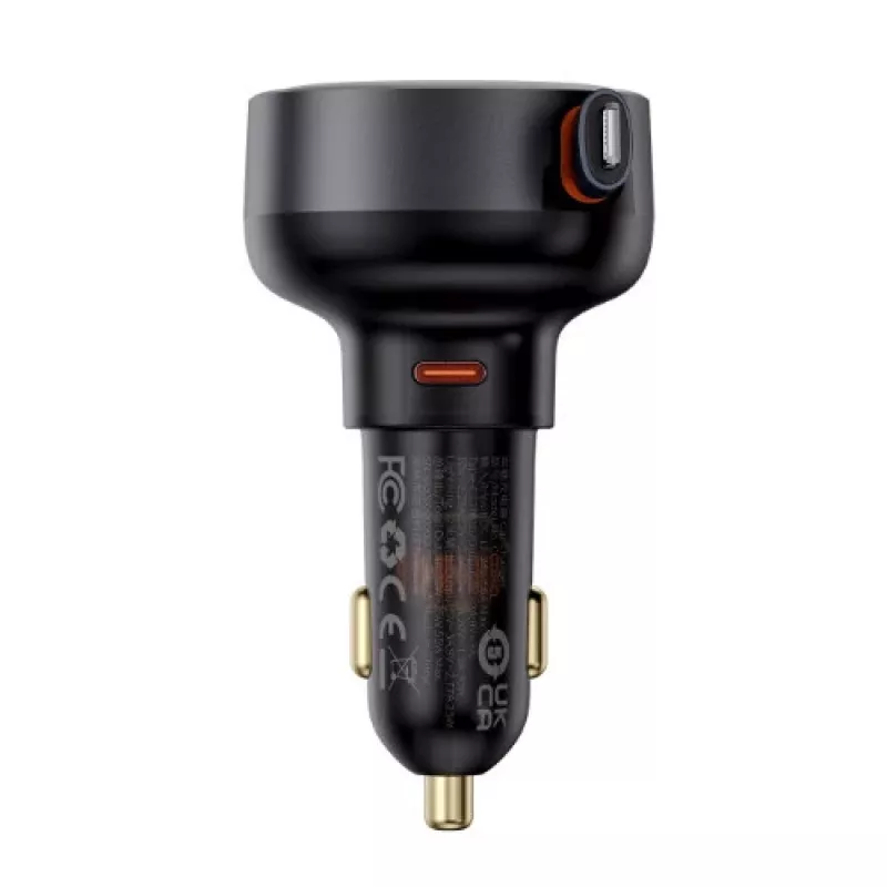 Baseus Car Charger Enjoyment Pro Fast Charger Type-C Female, Lightning Male (0,75 m) Eingebautes einziehbares Kabel, 55W Schwarz EU