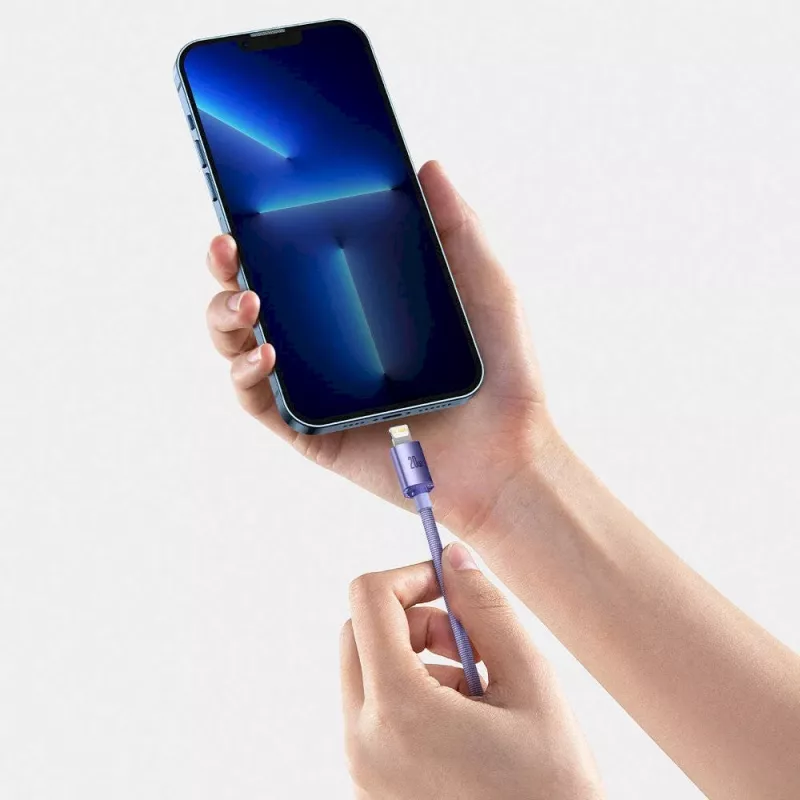 Baseus Crystal Shine Series USB-C auf Lightning Fast Charging Datenkabel 20W 1,2m Lila (CAJY000205)