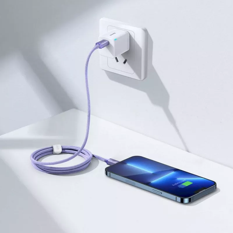 Baseus Crystal Shine Series USB-C auf Lightning Fast Charging Datenkabel 20W 1,2m Lila (CAJY000205)