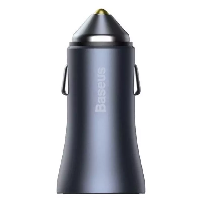 Baseus Golden Contactor Pro Dual Quick Car Charger 40W USB-C + USB-A PD 3.0 QC 4+ SCP FCP AFC mit Type-C auf Lightning Kabel 1m Schwarz Dunkelgrau