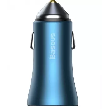 Baseus Golden Contactor Pro Dual Quick Car Charger 40W mit USB-C auf Lightning Kabel 1m Blau