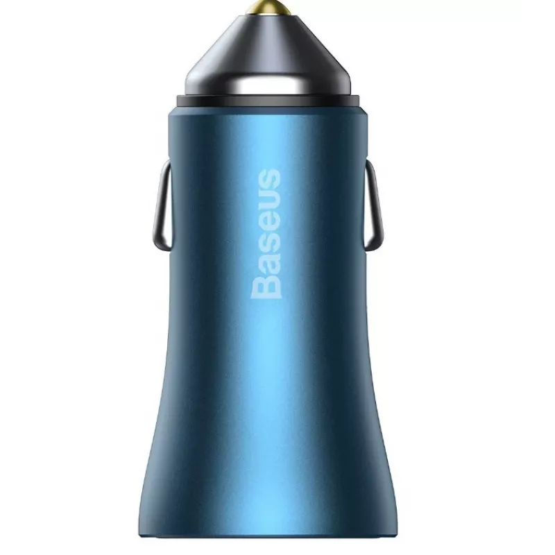 Baseus Golden Contactor Pro Dual Quick Car Charger 40W mit USB-C auf Lightning Kabel 1m Blau