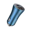 Baseus Golden Contactor Pro Dual Quick Car Charger 40W mit USB-C auf Lightning Kabel 1m Blau