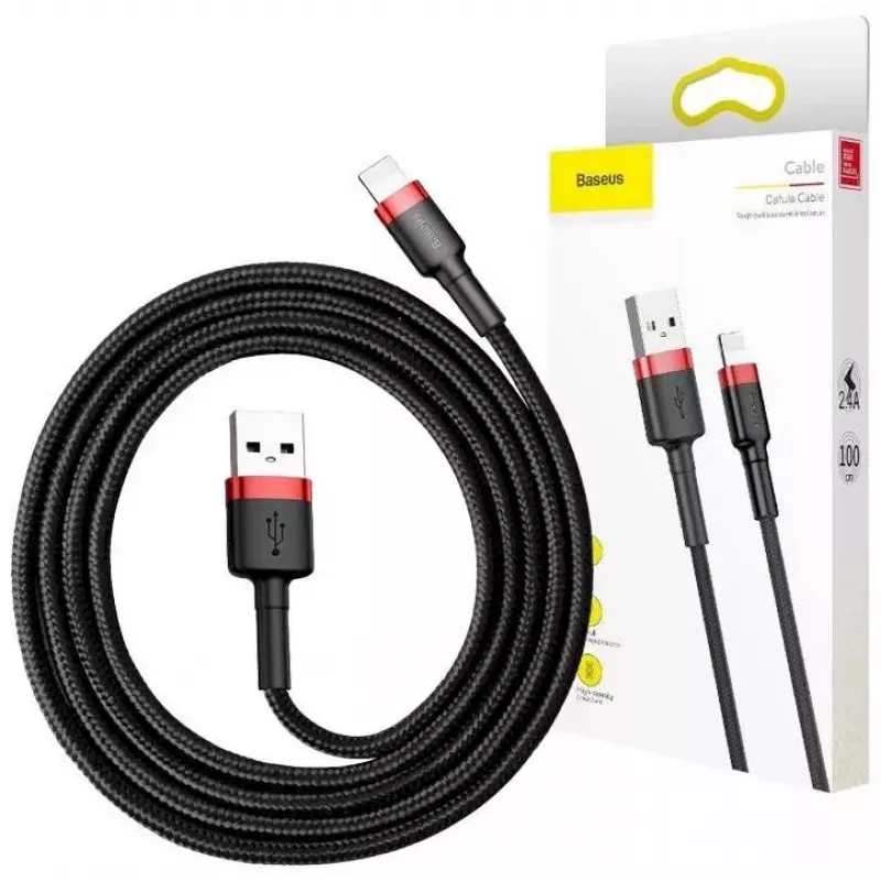 Baseus Lightning Cafule Kabel 2A, 3m Rot/Schwarz (CALKLF-R91)