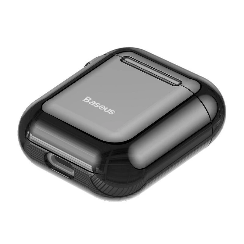 Baseus Metallic Shining Ultra-dünne Silikon-Schutzhülle mit Haken für AirPods 1 / 2 Schwarz