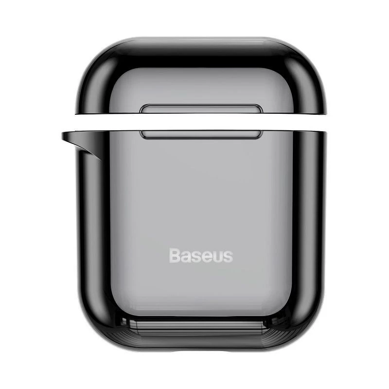 Baseus Metallic Shining Ultra-dünne Silikon-Schutzhülle mit Haken für AirPods 1 / 2 Schwarz
